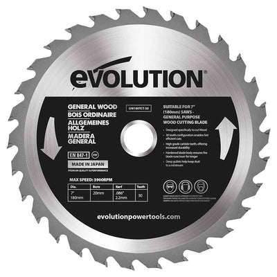 Tarcza TCT do cięcia drewna Evolution 180 mm 30T