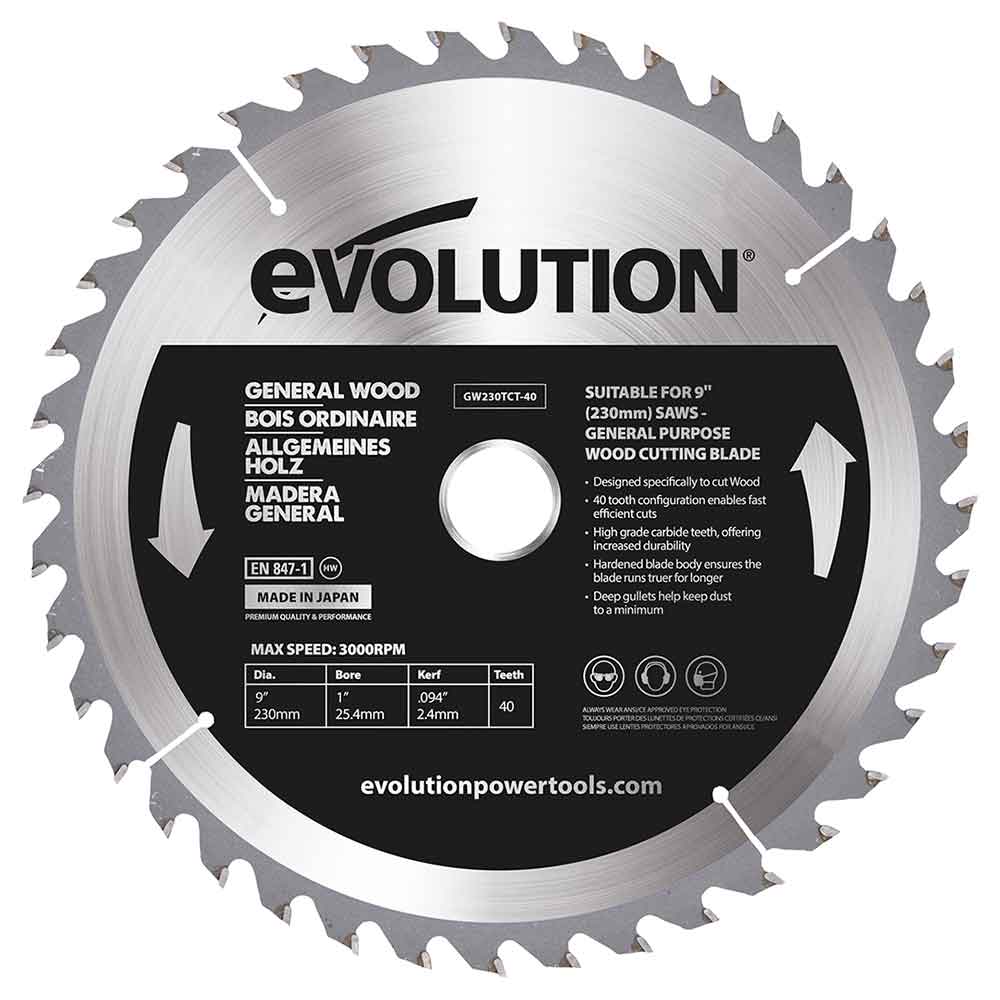 Tarcza TCT do cięcia drewna Evolution 230 mm 40T