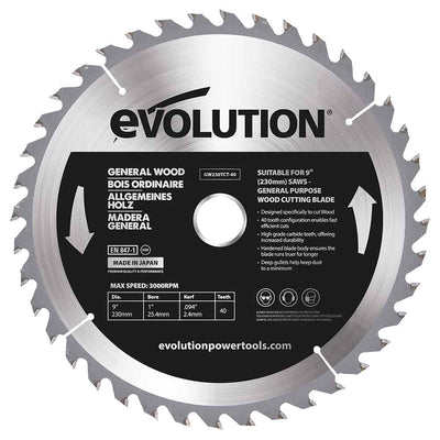 Tarcza TCT do cięcia drewna Evolution 230 mm 40T