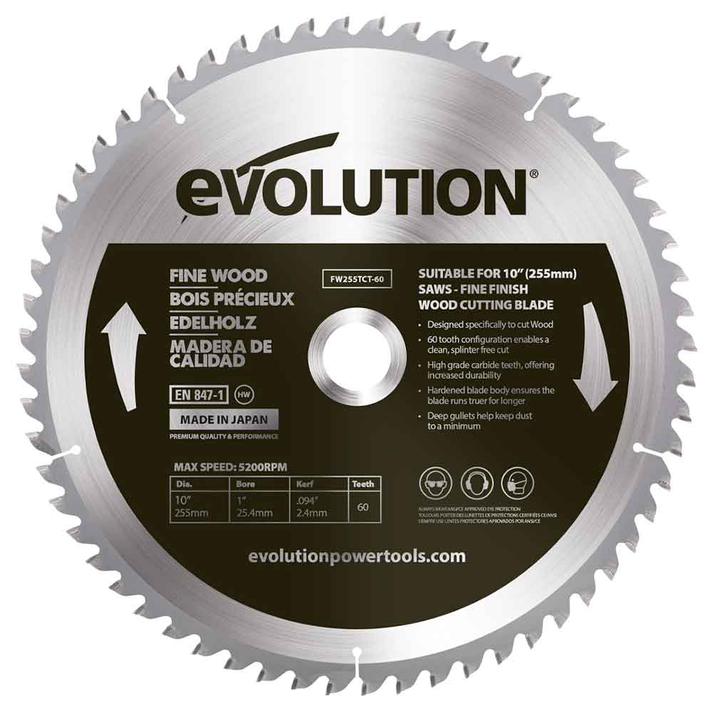 Tarcza TCT do cięcia cienkiego drewna Evolution 255 mm 60T
