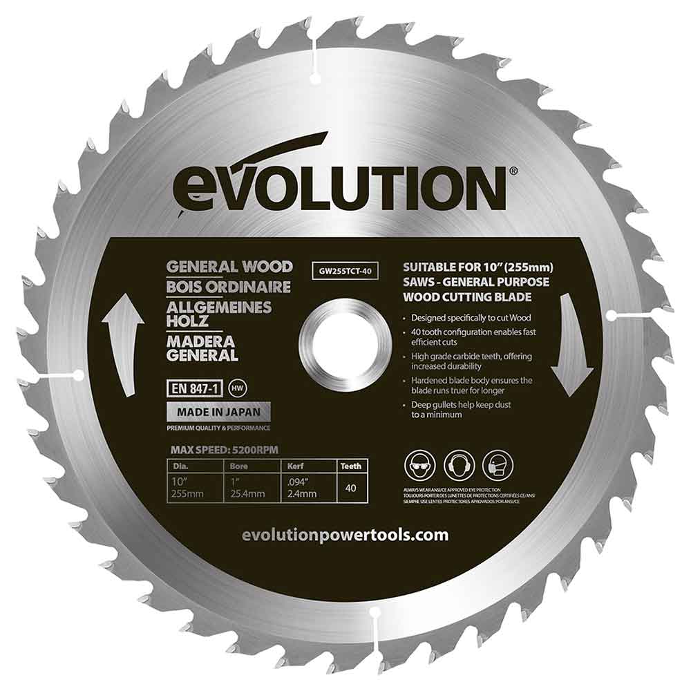Tarcza TCT do cięcia drewna Evolution 255 mm 40T