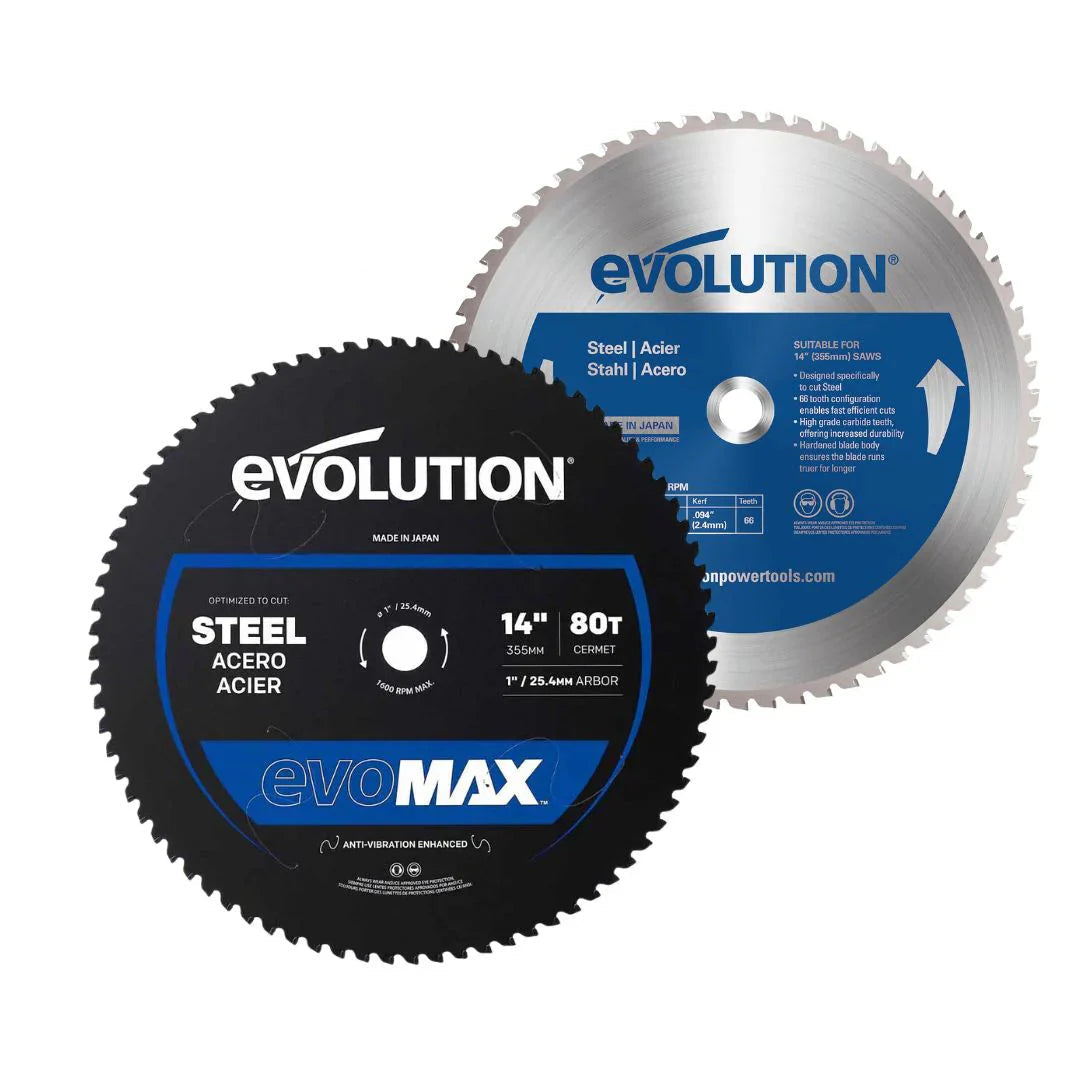 Przecinarka do metalu Evolution S355MCS 355 mm z tarczą do cięcia metalu + cięcia EVOMAX 80T