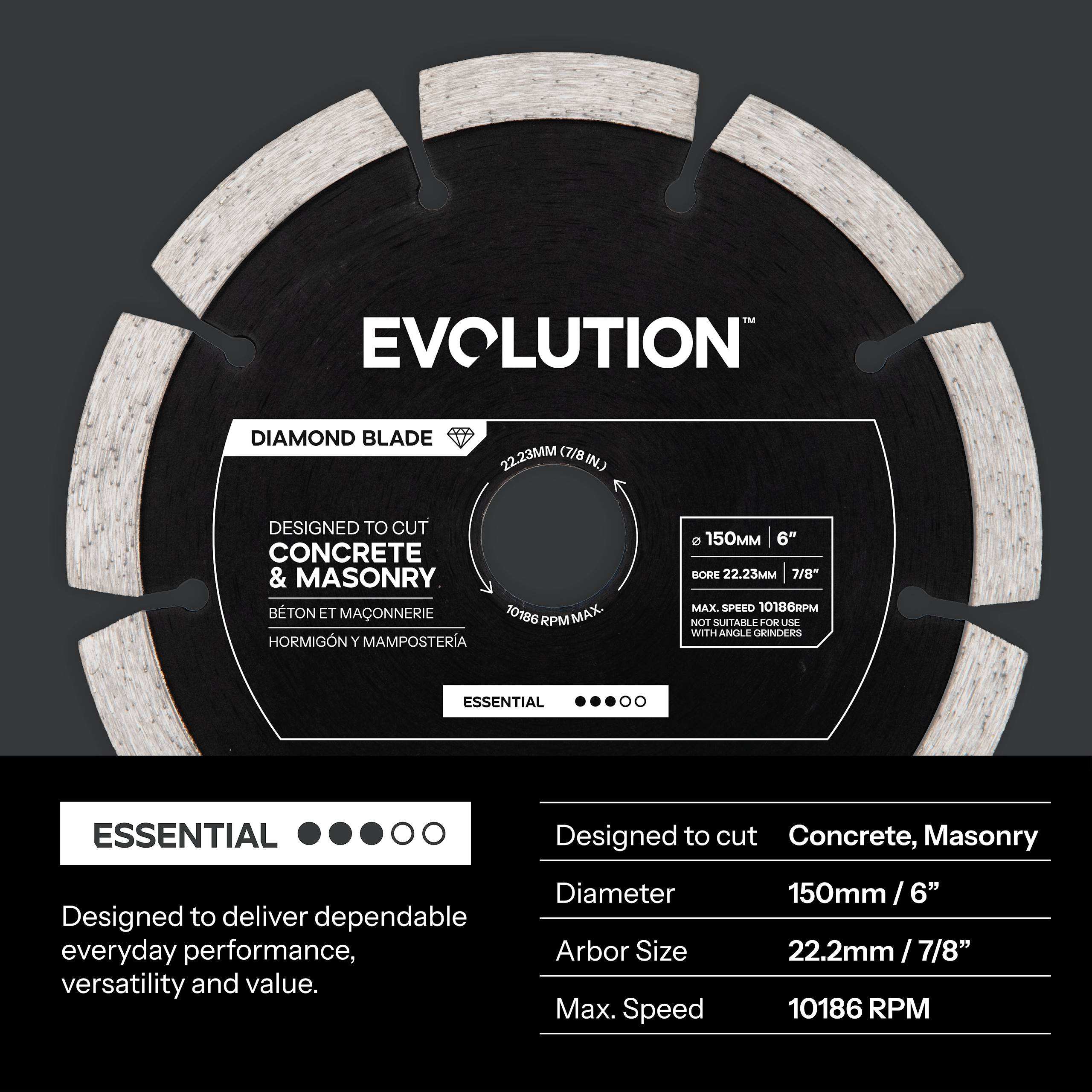 Tarcza diamentowa Evolution Essential 150 mm do przecinarki do betonu, otwór mocujący 22,2 mm
