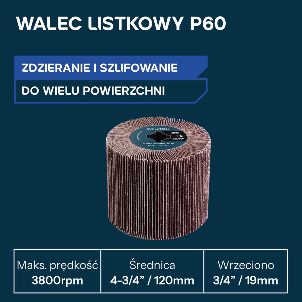 Evolution P60 Rolka lamelkowa ścierna do satyniarek 120 x 100 mm