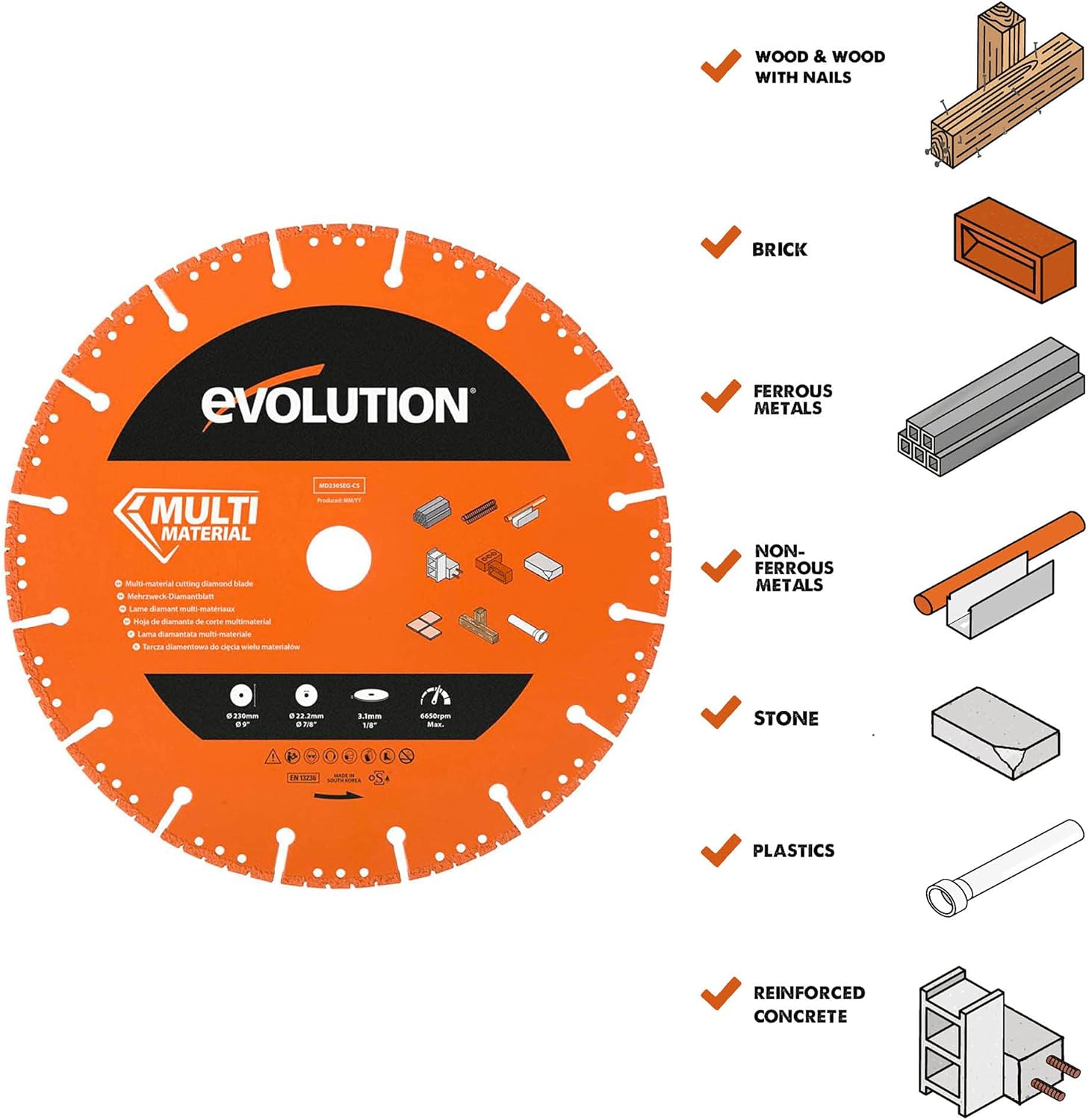 Tarcza diamentowa Evolution 230 mm do cięcia wielu materiałów