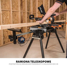 Piła ukośnicaEvolution R255SMS+ 255 mm z wielomateriałową tarczą TCT + stojak