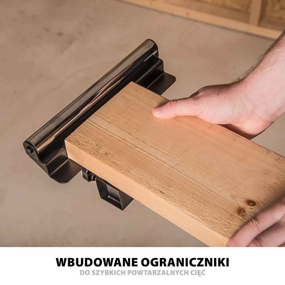 Piła ukośnicaEvolution R255SMS+ 255 mm z wielomateriałową tarczą TCT + stojak