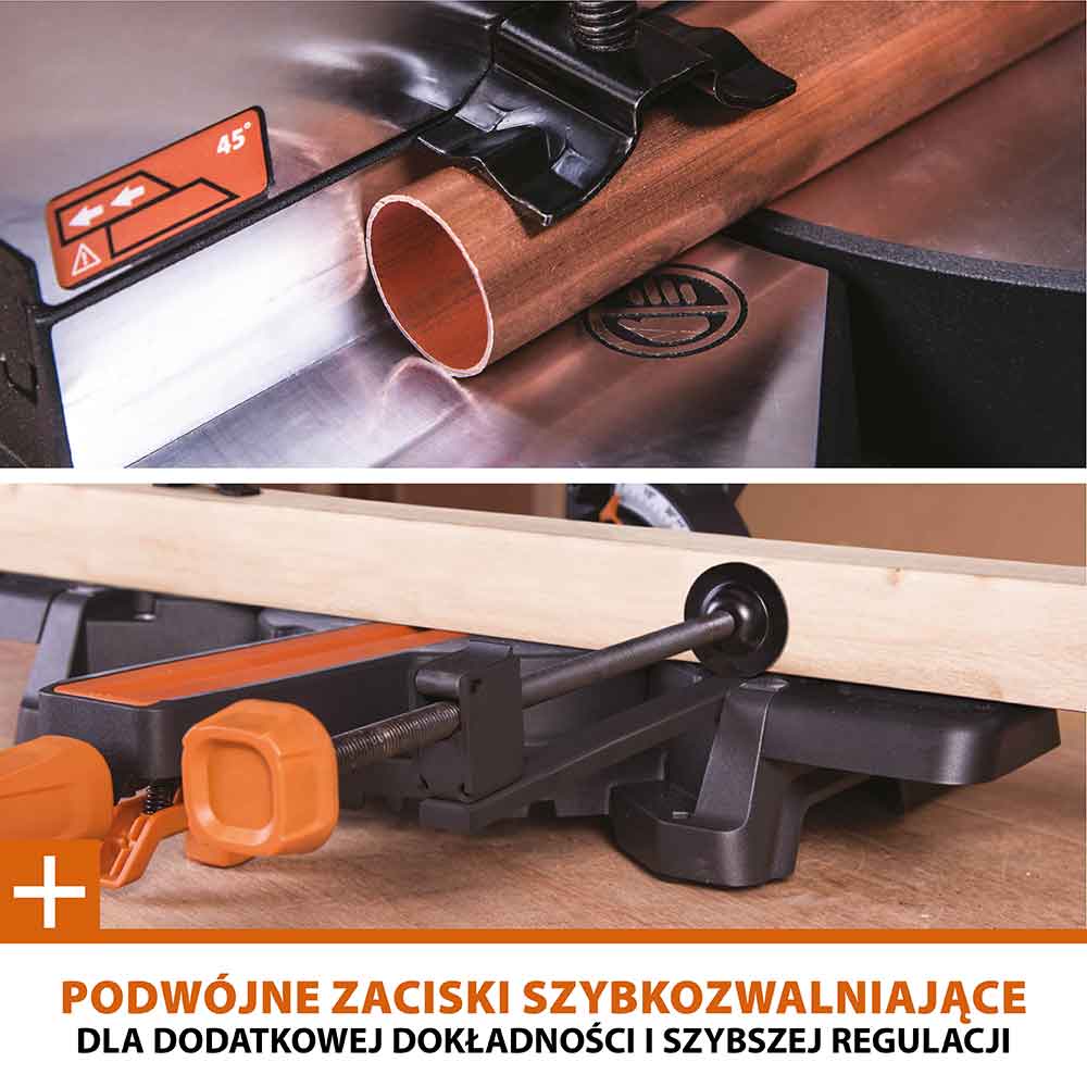 Piła ukośnica Evolution R255SMS+ 255mm z wielomateriałową tarczą TCT + stojak XL
