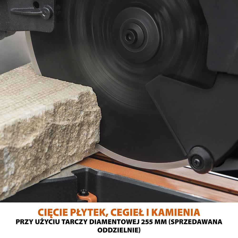 Piła ukośnica Evolution R255SMS-DB+ 255 mm z wielomateriałową tarczą TCT + stojak