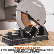 Przecinarka do metalu Evolution R355CPS 355 mm z tarczą wielomateriałową + stojak