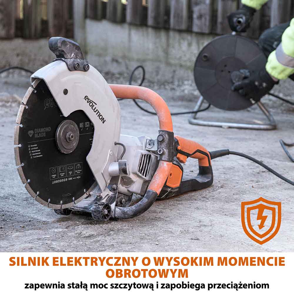 Elektryczna przecinarka tarczowa do betonu Evolution R300DCT 300 mm z tarczą diamentową