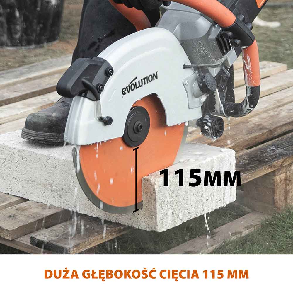 Elektryczna przecinarka tarczowa do betonu Evolution R300DCT+ 300 mm z tarczą diamentową
