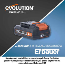 Bezprzewodowa wiertarko-wkrętarka R13CMB-Li firmy Evolution z akumulatorem litowo-jonowym 18 V EXT