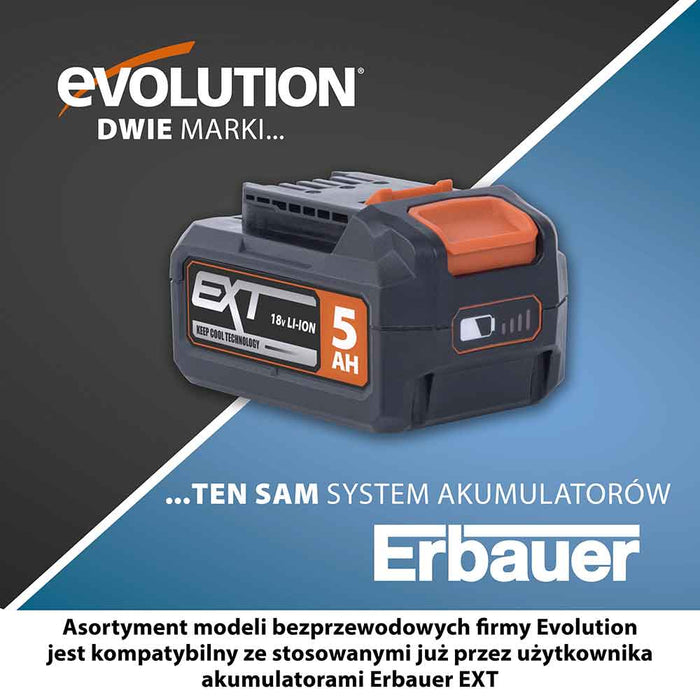 Bezprzewodowy akumulator litowo-jonowy Evolution 18 V 5 Ah EXT R18BAT-Li5