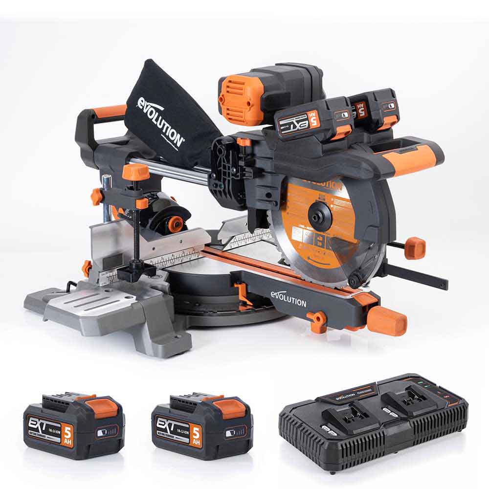 Akumulatorowa piła ukośnica R255SMS-DB-Li 18V EXT Li-Ion 255 mm z wielomateriałową tarczą TCT + stojak XL