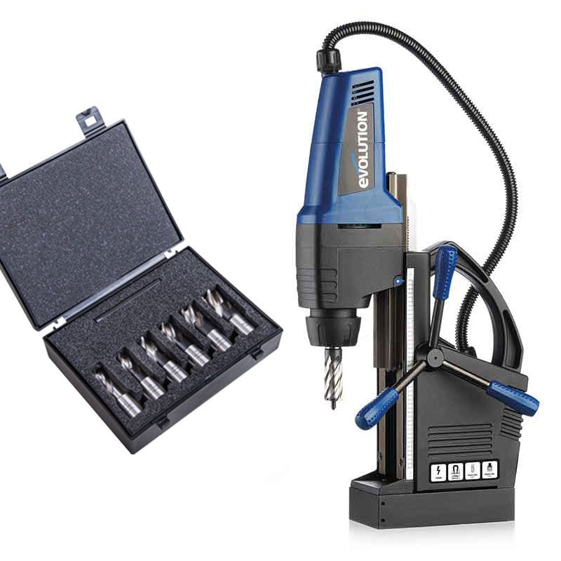 Pakiet wiertarka magnetyczna 42mm Evolution EVOMAG42 + Zestaw 6 rdzeni 12mm 14mm 16mm 18mm 20mm 22mm, długość 50mm