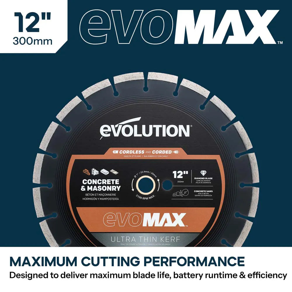 Evolution EVOMAX Premium Segmentowa Tarcza Diamentowa 300 mm Ultra-Cienka | Ø300 x 22,2 mm