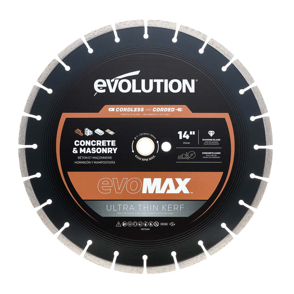 Evolution EVOMAX Premium Segmentowa Tarcza Diamentowa 350 mm Ultra-Cienka, Ø350 x 22,2 mm