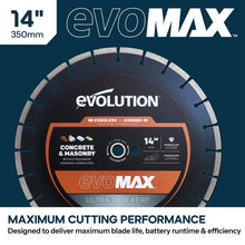 Evolution EVOMAX Premium Segmentowa Tarcza Diamentowa 350 mm Ultra-Cienka, Ø350 x 22,2 mm