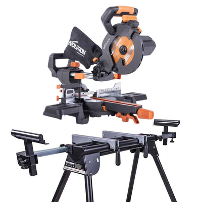 Piła ukośnica Evolution R185SMS+ 185 mm z wielomateriałową tarczą TCT + stojak