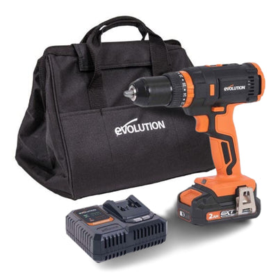 Pakiet Bezprzewodowa wiertarko-wkrętarka R13CMB-Li firmy Evolution z akumulatorem litowo-jonowym 18 V EXT + torba