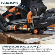 Kompaktowa przecinarka do betonu Evolution R150DCT-PRO, 150 mm, z systemem ograniczania prafului wodą, tarczą diamentową Endurance i głębokością cięcia 53 mm