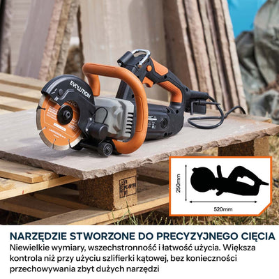 Kompaktowa przecinarka do betonu Evolution R150DCT, 150 mm, z tarczą diamentową Endurance i głębokością cięcia 53 mm