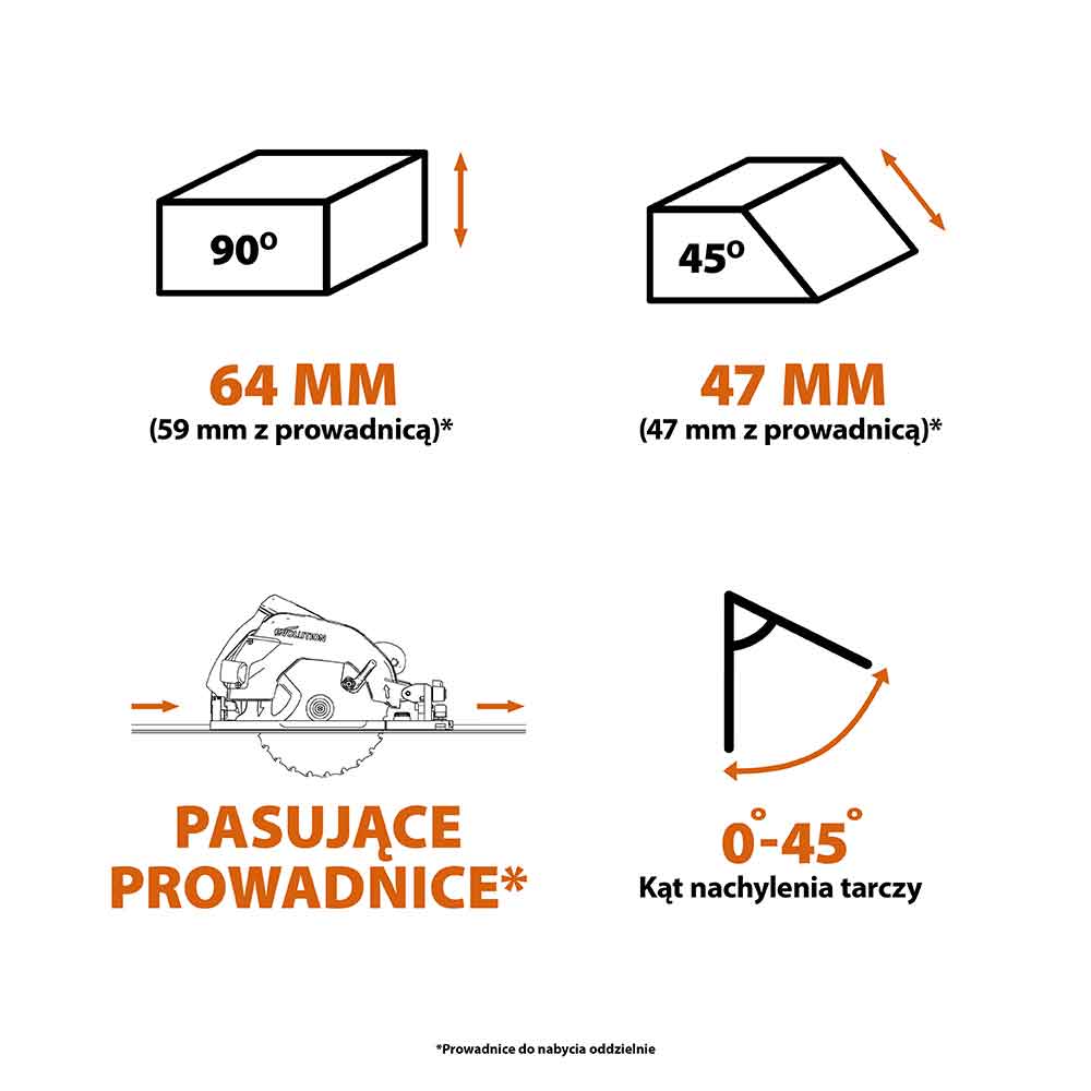Piła tarczowa Evolution R185CCSX+ 185 mm z wielomateriałową tarczą TCT