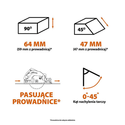 Piła tarczowa Evolution R185CCSX+ 185mm + Szyna prowadząca ST2800-G2 1,4m (1400 mm x 2)