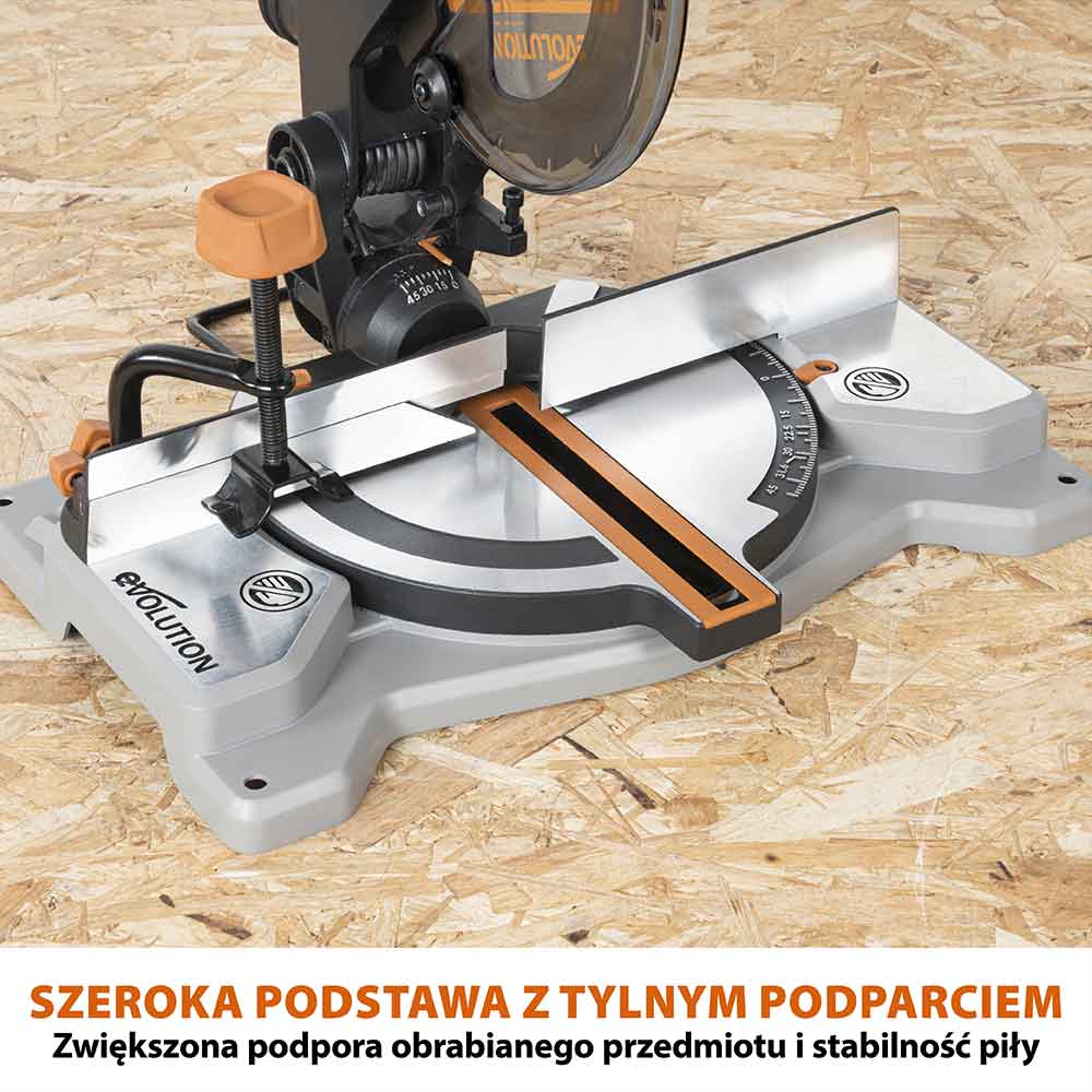 Akumulatorowa piła ukośnica Evolution R185CMS-Li 18V EXT Li-Ion 185 mm z wielomateriałową tarczą TCT