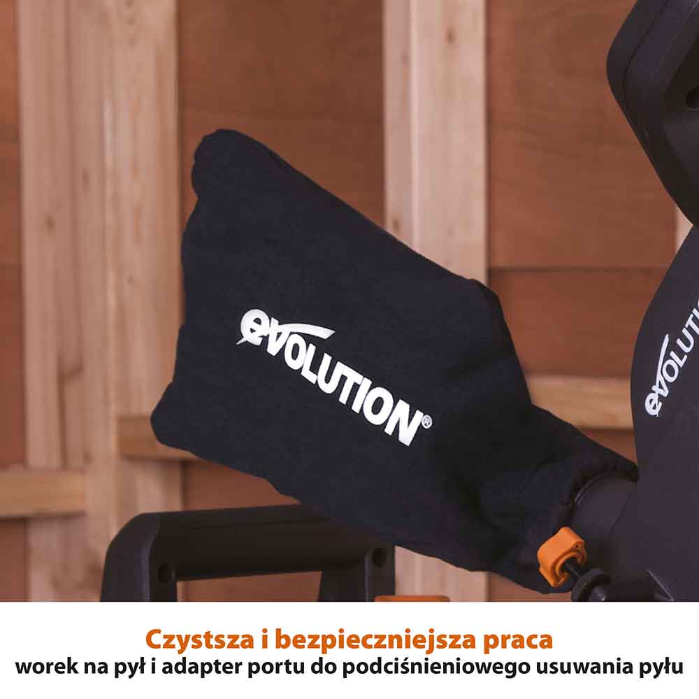 Piła ukośnica Evolution R185SMS+ 185 mm z wielomateriałową tarczą TCT + stojak