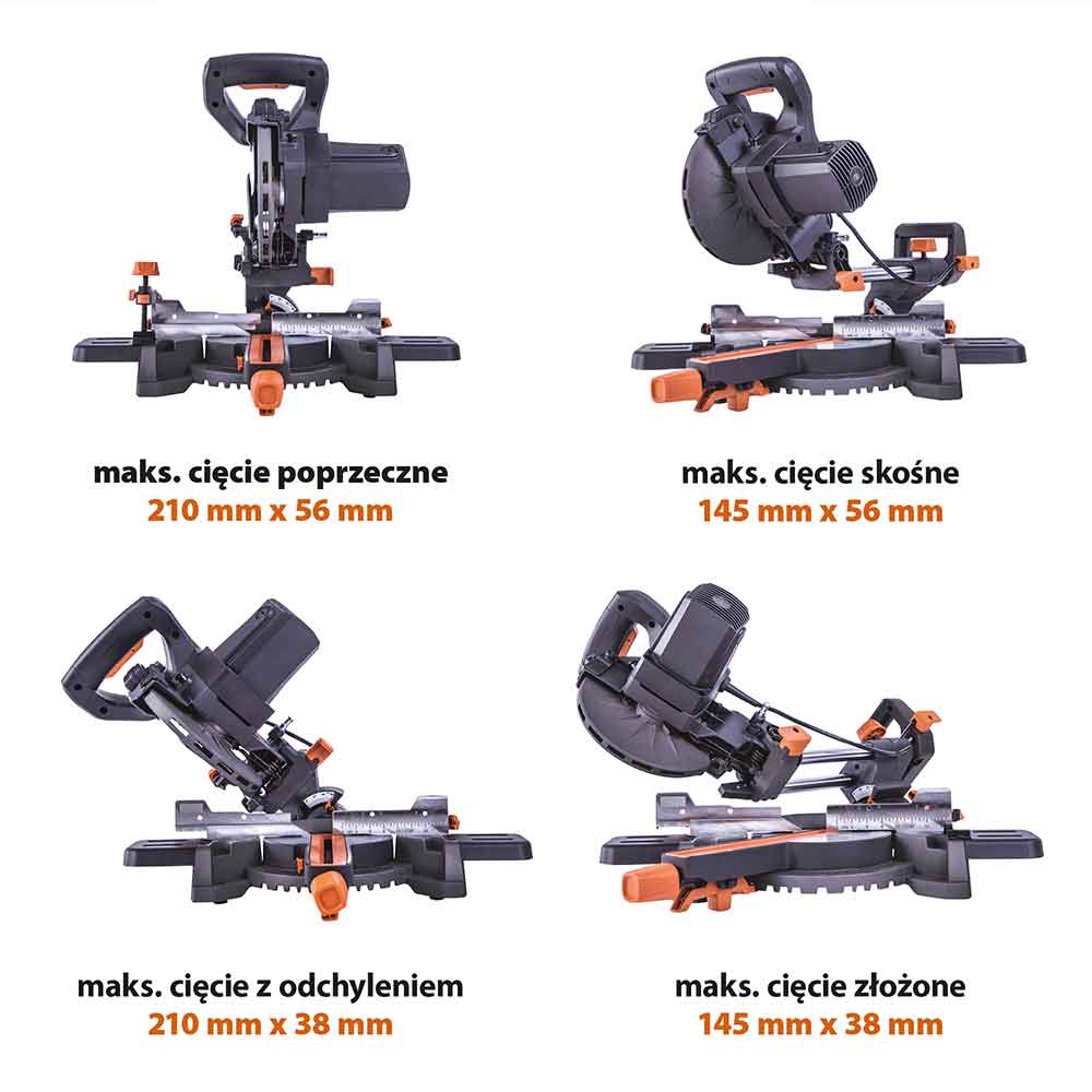 Piła ukośnica Evolution R185SMS+ 185 mm z wielomateriałową tarczą TCT + stojak