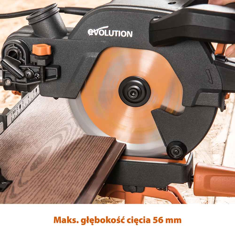 Piła ukośnica Evolution R185SMS+ 185 mm z wielomateriałową tarczą TCT + stojak