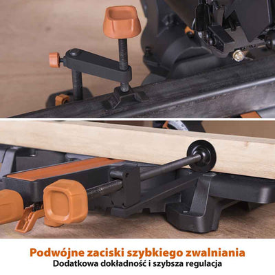 Piła ukośnica Evolution R210SMS+ 210 mm z wielomateriałową tarczą TCT + stojak