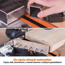 Piła ukośnica Evolution R210SMS+ 210 mm z wielomateriałową tarczą TCT + stojak