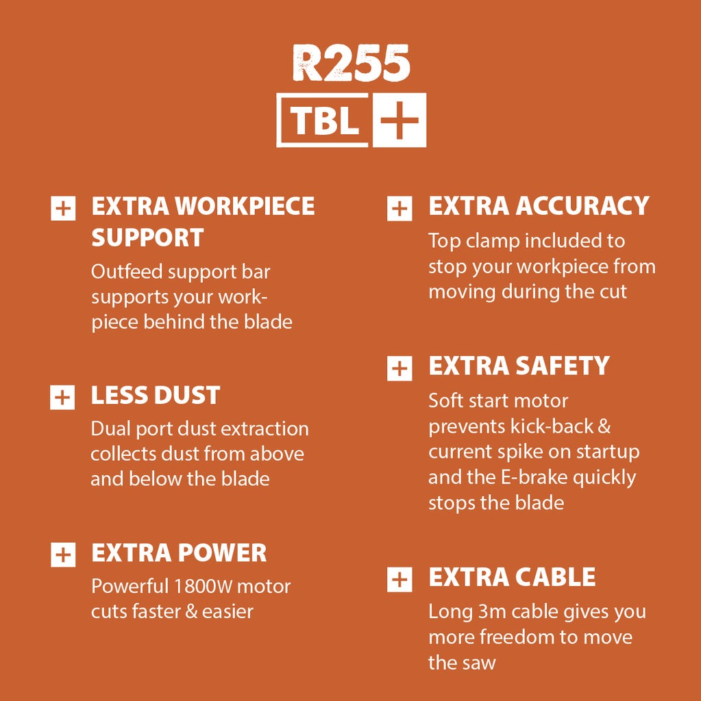 Piła Stołowa Evolution R255TBL+ 255 mm z tarczą do cięcia wielu materiałów