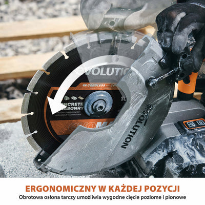 Elektryczna przecinarka tarczowa do betonu Evolution R260DCT-Li z Automatycznym Systemem Zraszania i Akumulatorem