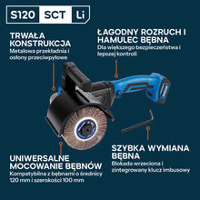 Evolution S120SCT-Li Akumulatorowa satyniarka 120 mm, 2 szczotki w zestawie
