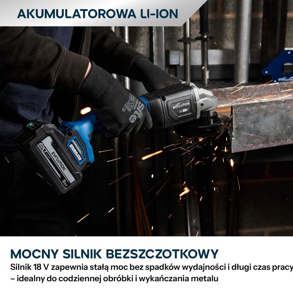Evolution S125AGR-Li Szlifierka kątowa akumulatorowa 125 mm (5