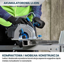Evolution S165CCS-Li Akumulatorowa pilarka tarczowa do cięcia metalu 165 mm z tarczą Thin Kerf, Głębokość cięcia 58 mm