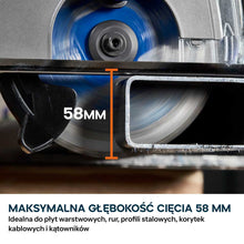 Evolution S165CCS-Li Akumulatorowa pilarka tarczowa do cięcia metalu 165 mm z tarczą Thin Kerf, Głębokość cięcia 58 mm
