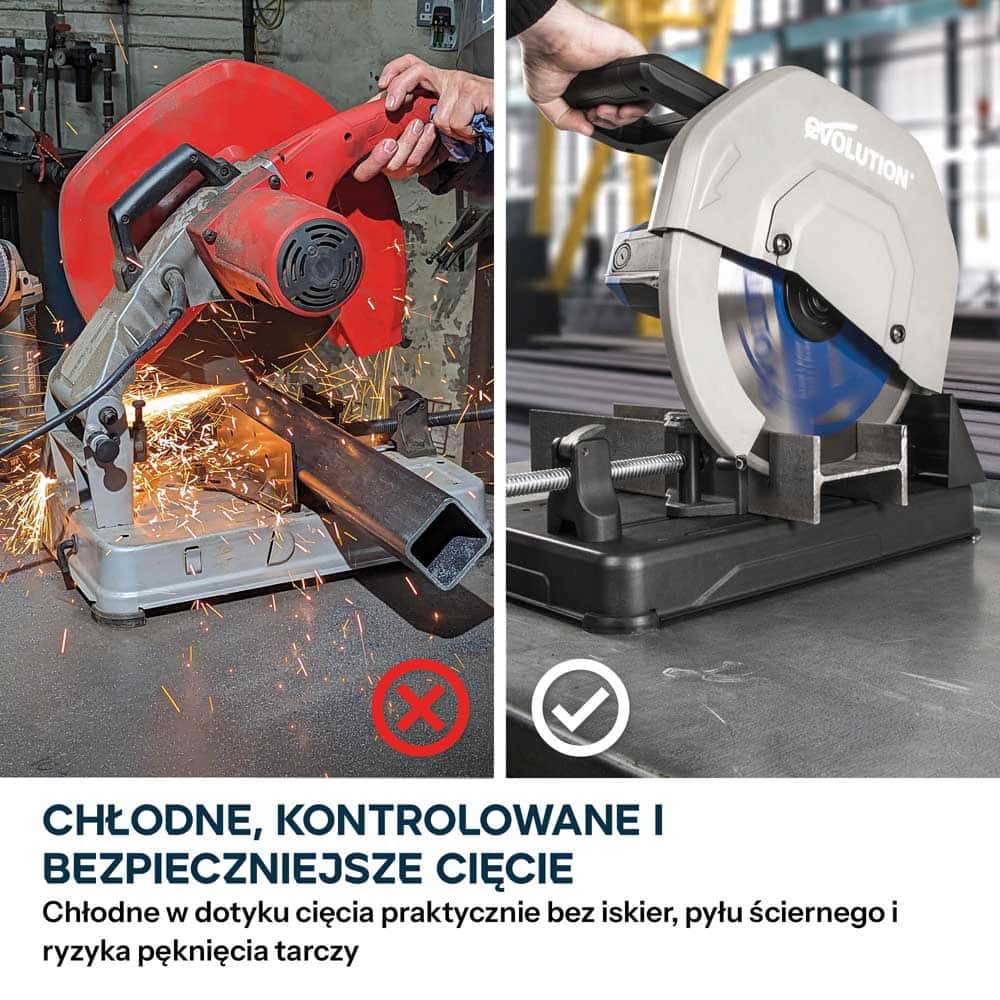 Przecinarka do metalu Evolution S355CPSL 355 mm z tarczą TCT do stali miękkiej
