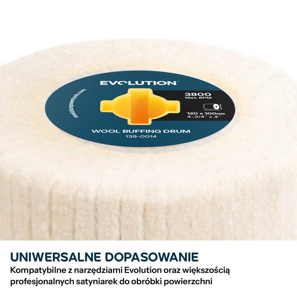 Evolution Rolka polerska wełniana 120 x 100 mm, do satyniarek i szlifierek walcowych