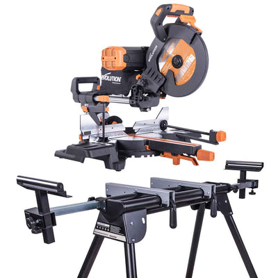 Piła ukośnica Evolution R255SMS-DB+ 255 mm z wielomateriałową tarczą TCT + stojak