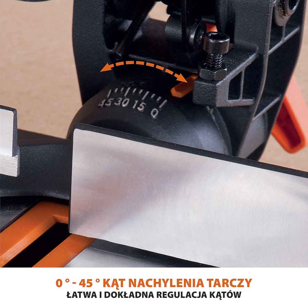 Piła ukośnica ukosowa Evolution R210CMS+ 210 mm z wielomateriałową tarczą TCT
