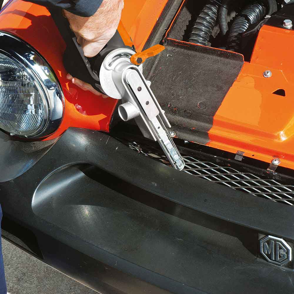 Elektryczny pilnik do szlifierki cienkotaśmowej Evolution 400W z głowicami o płaskiej i zakrzywionej powierzchni