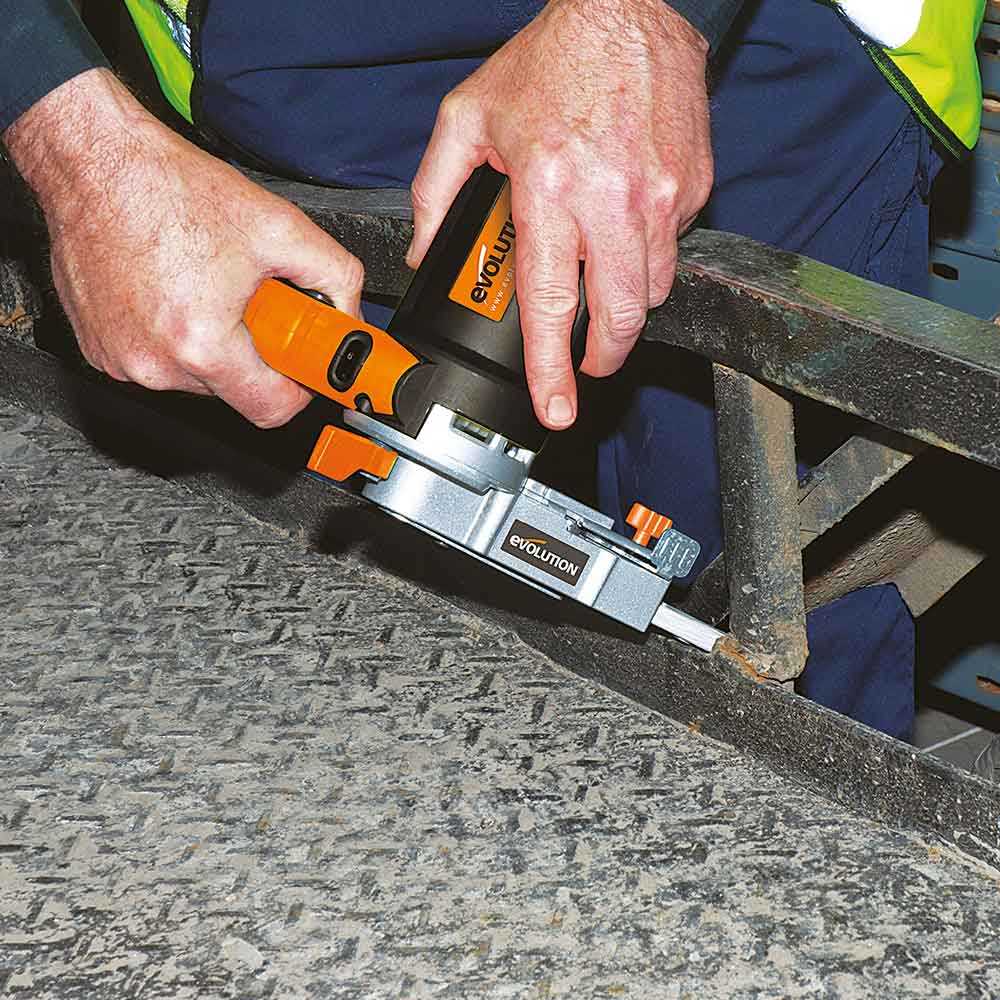 Elektryczny pilnik do szlifierki cienkotaśmowej Evolution 400W z głowicami o płaskiej i zakrzywionej powierzchni