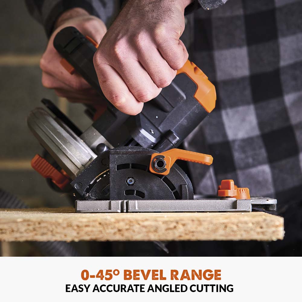 Akumulatorowa piła tarczowa Evolution R185CCSX-Li 185 mm 18V Li-Ion EXT z wielomateriałową tarczą TCT